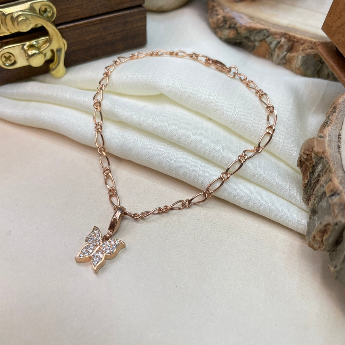 Rose Gold Unique Shape Charm Hand Bracelet