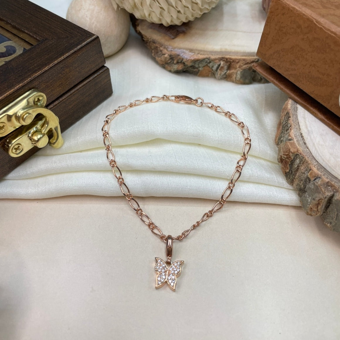 Rose Gold Unique Shape Charm Hand Bracelet