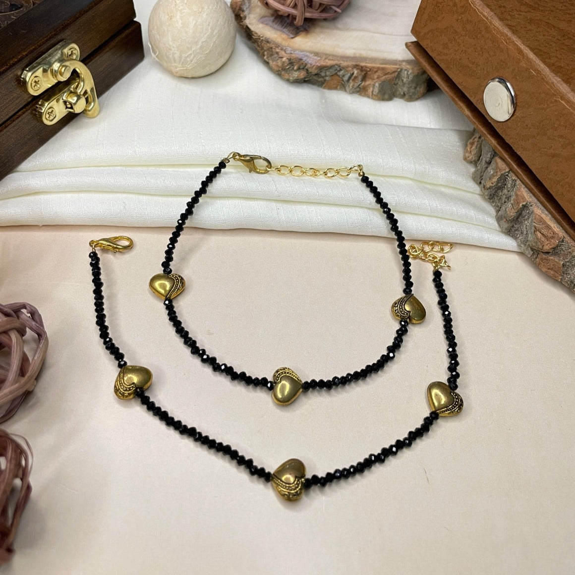 Beautiful Heart Shape Crystal Bead Anklet - Abdesignsjewellery