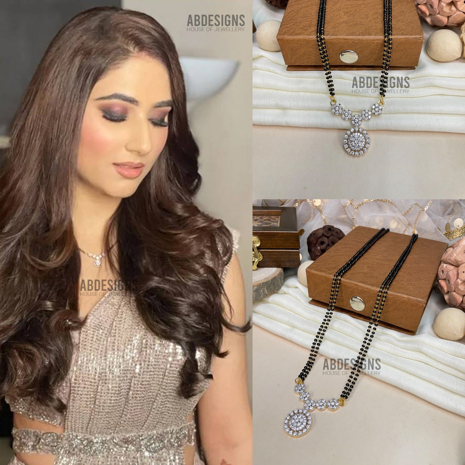 Disha Parmar Wedding Inspired Morden Gold Diamond Mangalsutra - Abdesignsjewellery