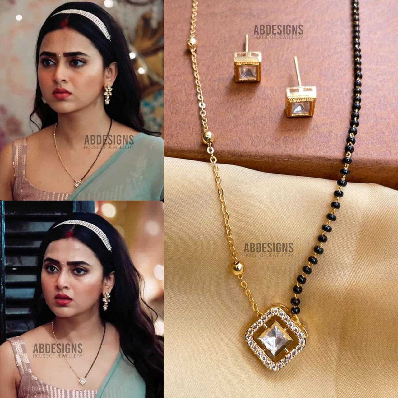Tejasswi Prakash Inspired From Naagin-6 Gold Diamond Mangalsutra & Earrings - Abdesignsjewellery