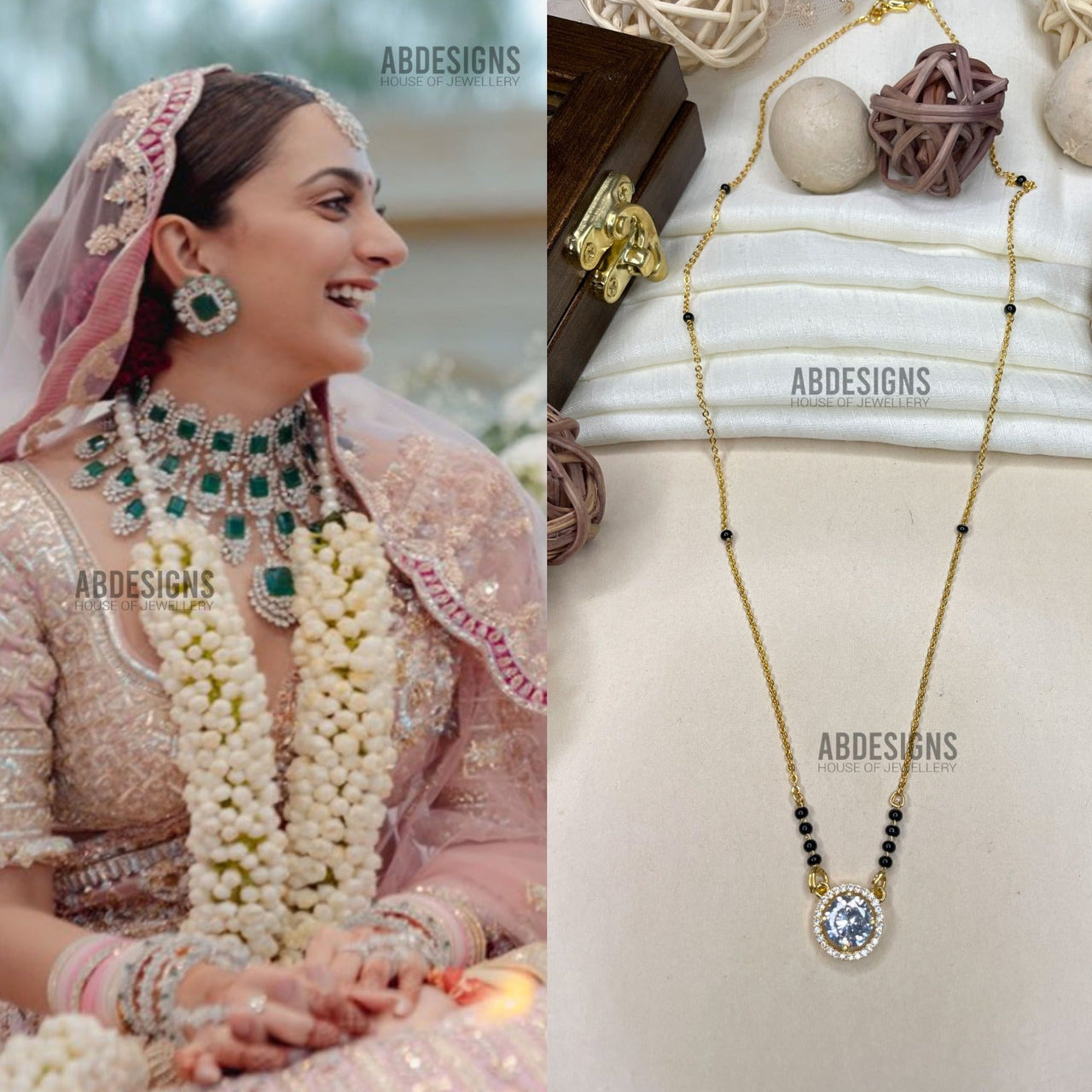 Kiara Advani Wedding Inspired Gold Diamond Mangalsutra