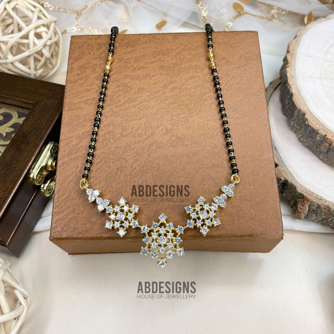 Rupali Ganguly Inspired From Anupamaa Gold Plated Diamond Flower Mangalsutra