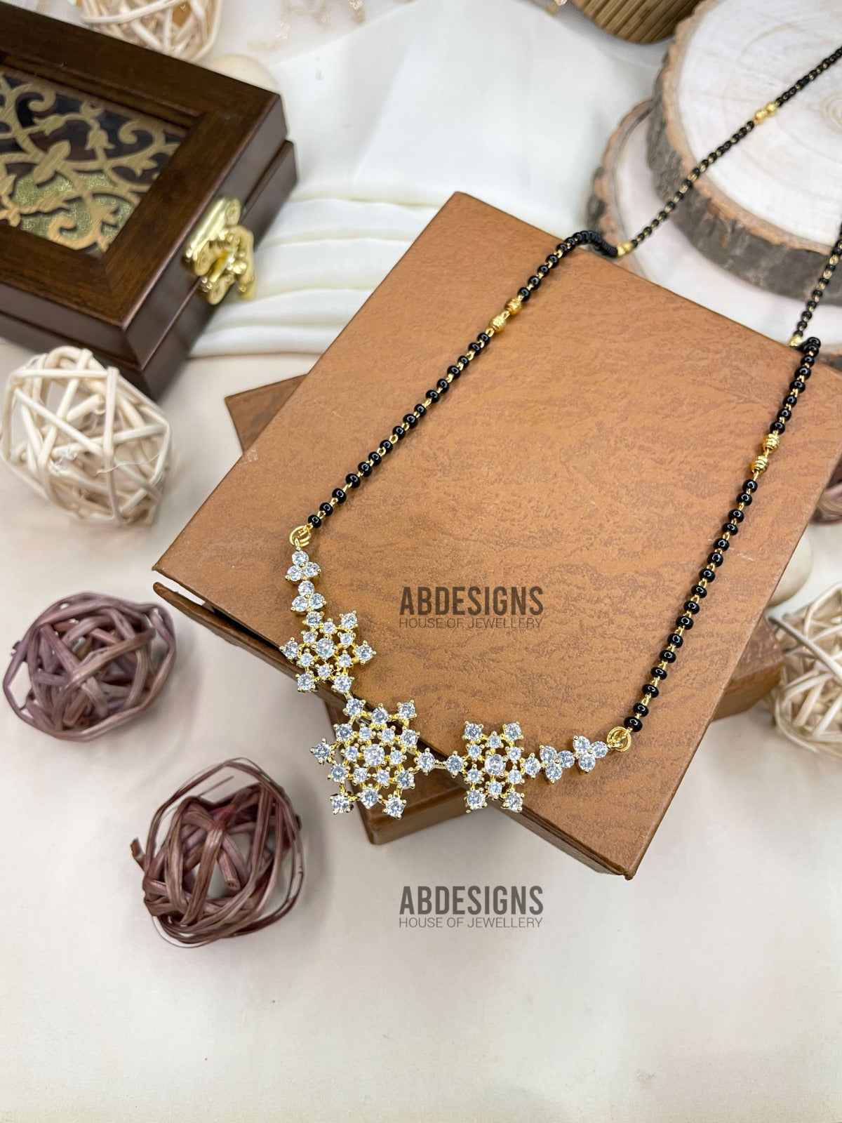 Rupali Ganguly Inspired From Anupamaa Gold Plated Diamond Flower Mangalsutra