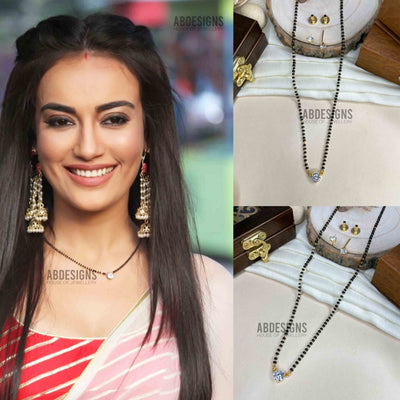 American Diamond Mangalsutra in Gold Plating – Daily Wear | Abdesigns