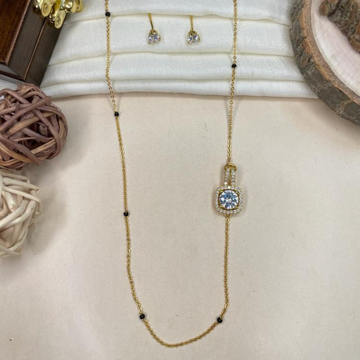 Beautiful Gold Plated Solitaire Diamond Mangalsutra - Abdesignsjewellery