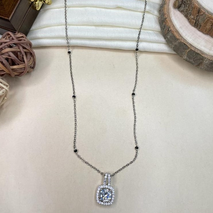 Beautiful Silver Plated Solitaire Diamond Mangalsutra