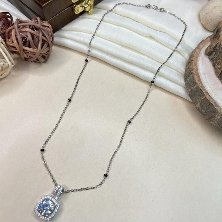 Beautiful Silver Plated Solitaire Diamond Mangalsutra - Abdesignsjewellery