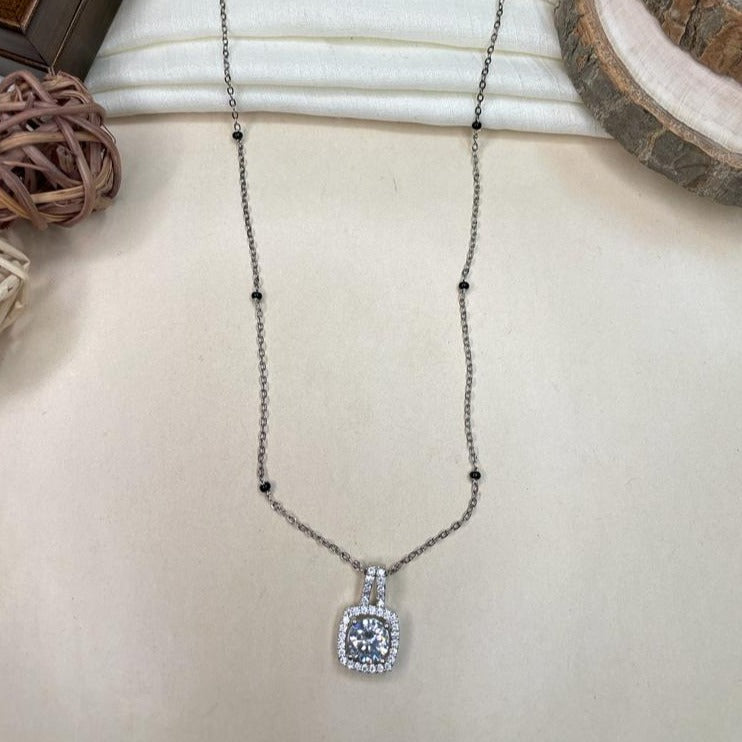 Beautiful Silver Plated Solitaire Diamond Mangalsutra - Abdesignsjewellery