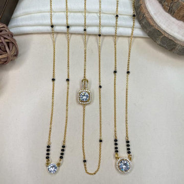Dailywear Gold Plated Diamond Mangalsutra Combo - Abdesignsjewellery