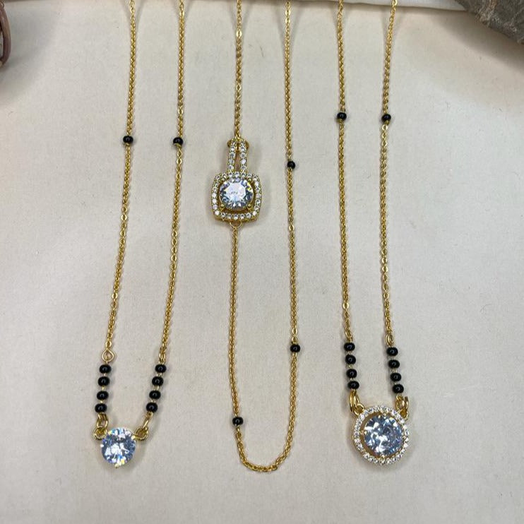 Dailywear Gold Plated Diamond Mangalsutra Combo - Abdesignsjewellery