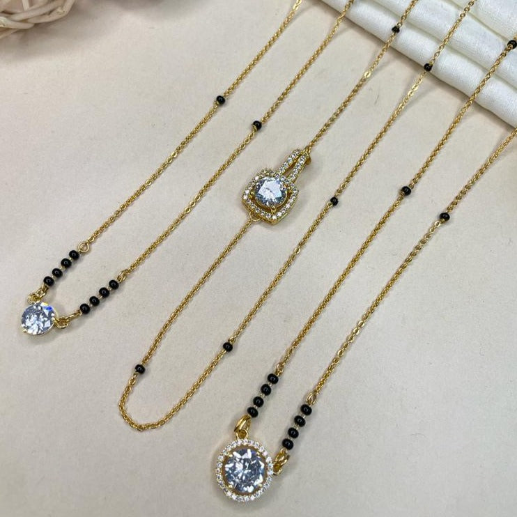 Dailywear Gold Plated Diamond Mangalsutra Combo - Abdesignsjewellery
