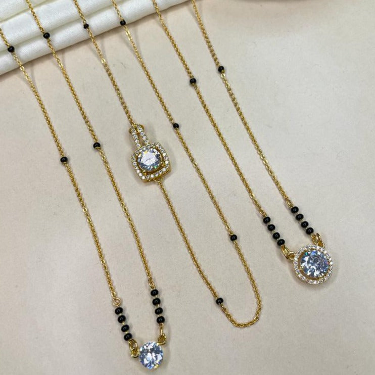Dailywear Gold Plated Diamond Mangalsutra Combo - Abdesignsjewellery
