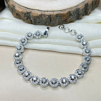 Thumbnail for Round Solitaire ‍Silver American Diamond Bracelet