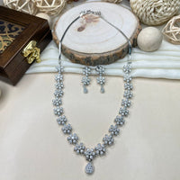Thumbnail for Floral Silver Diamond Choker Necklace