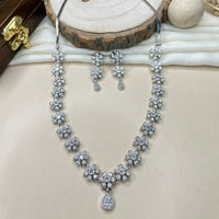 Thumbnail for Floral Silver Diamond Choker Necklace