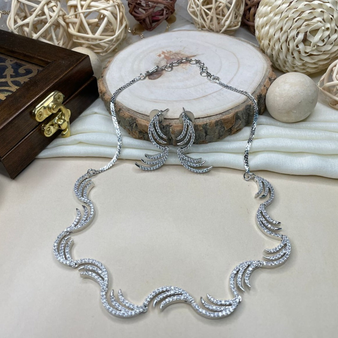 Statement Silver Diamond Choker Necklace