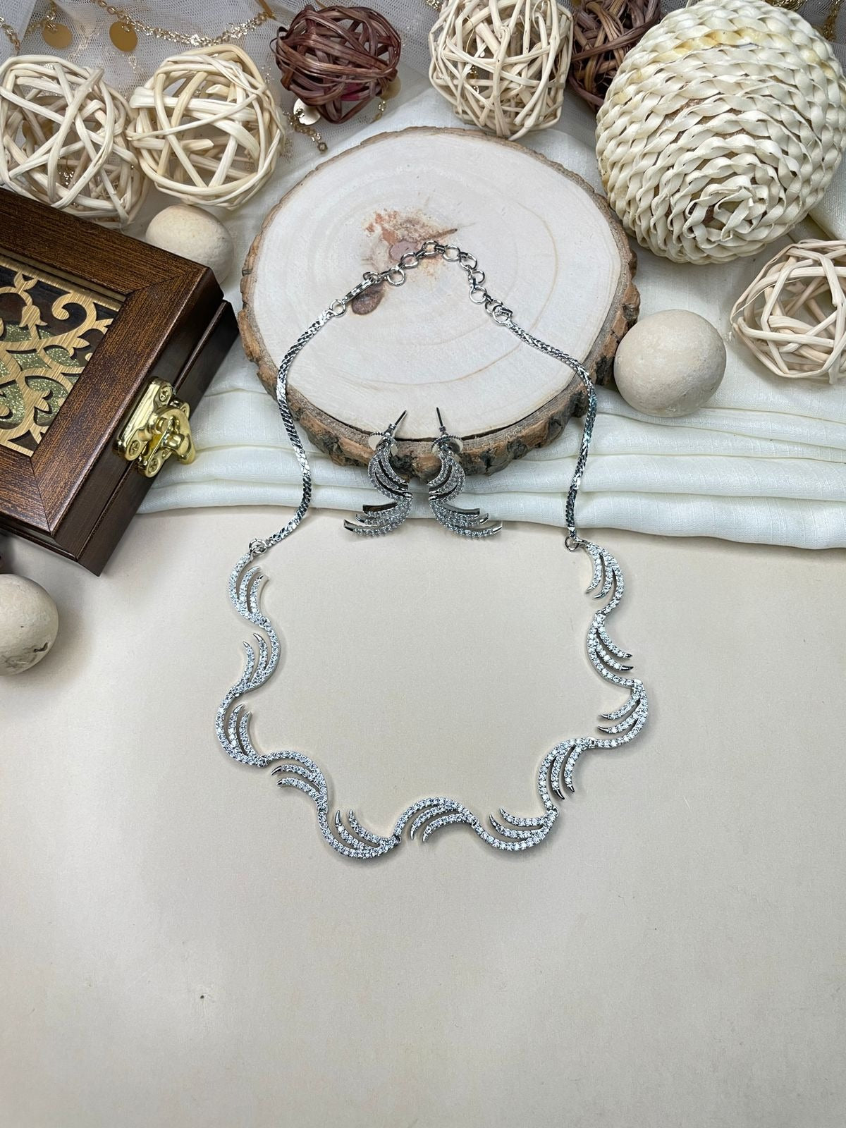 Statement Silver Diamond Choker Necklace