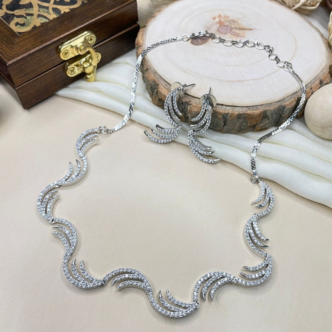 Statement Silver Diamond Choker Necklace
