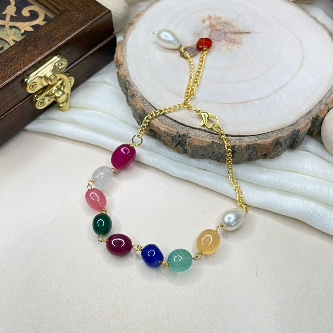 Alluring Colourful Beads Stone Bracelet - Abdesignsjewellery