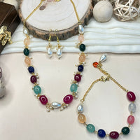 Thumbnail for Multicolour Beads Necklace,Bracelet & Earrings Combo - Abdesignsjewellery