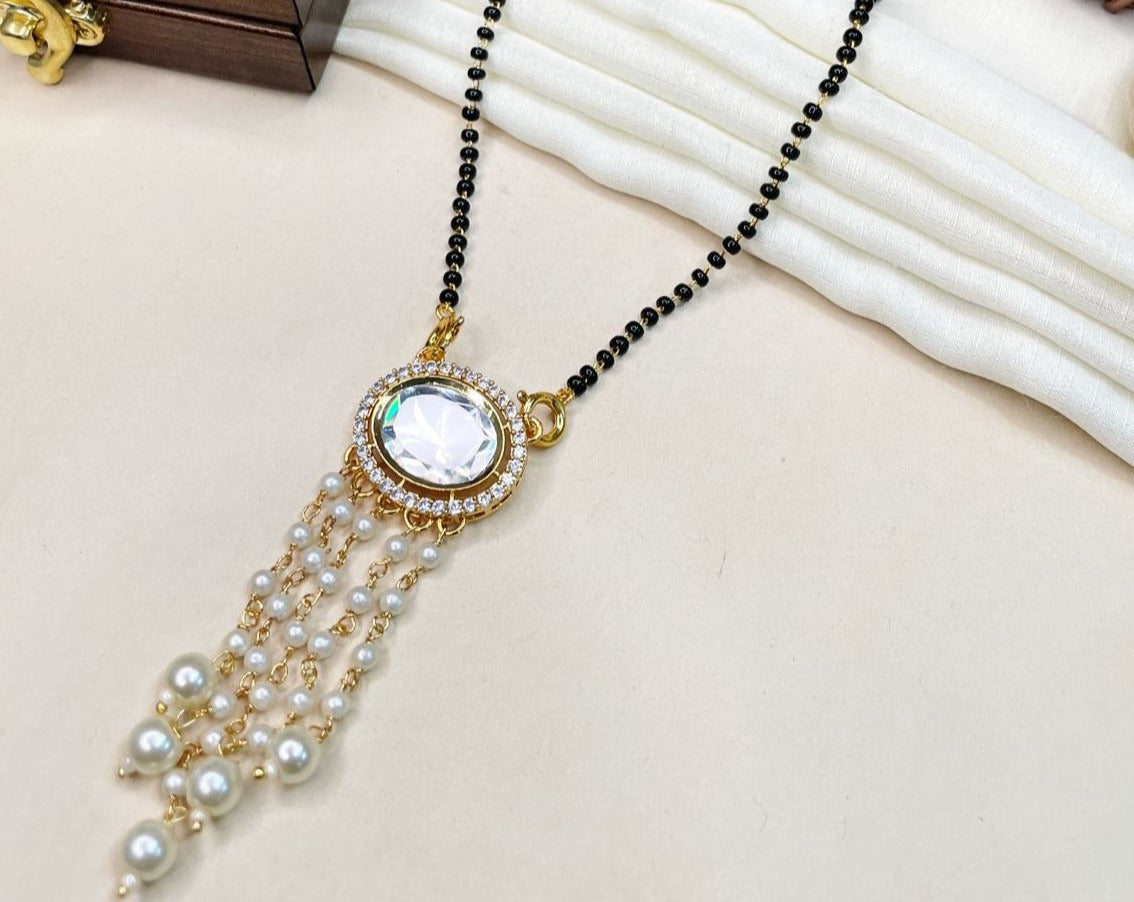 Enthralling Gold Polki Kundan Mangalsutra - Abdesignsjewellery