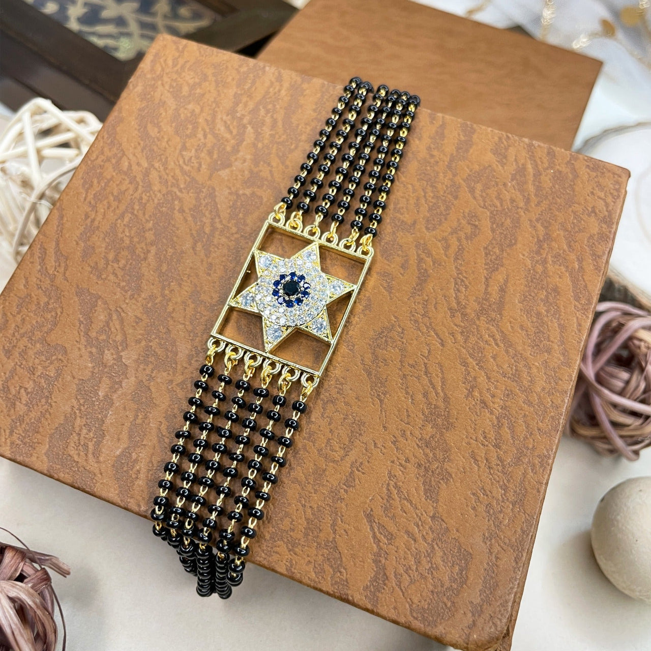 Gold Plated Evil Eye Star Mangalsutra Bracelet - Abdesignsjewellery
