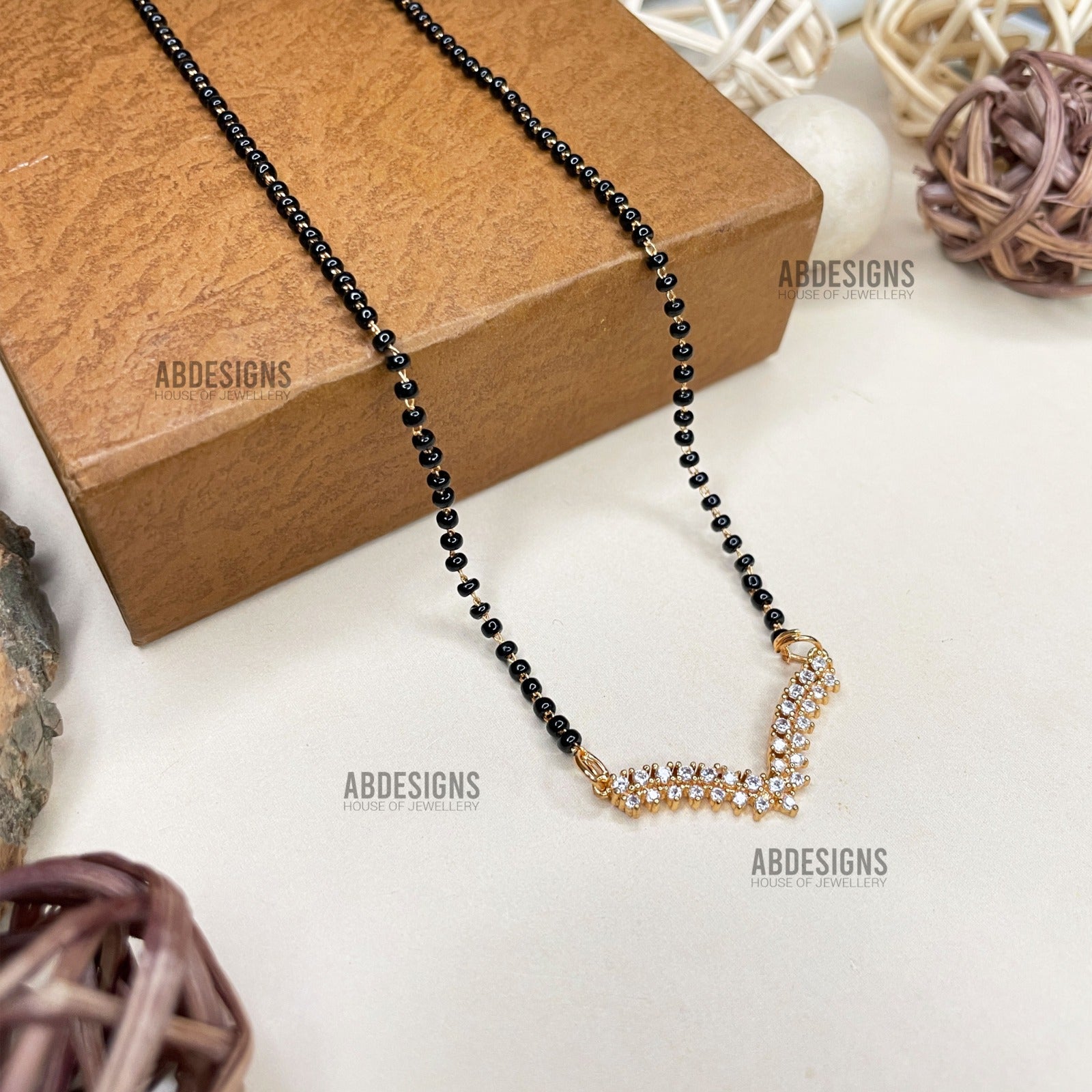 Divyanka Tripathi Wedding Inspired Premium Gold AD Stone Mangalsutra - Abdesignsjewellery