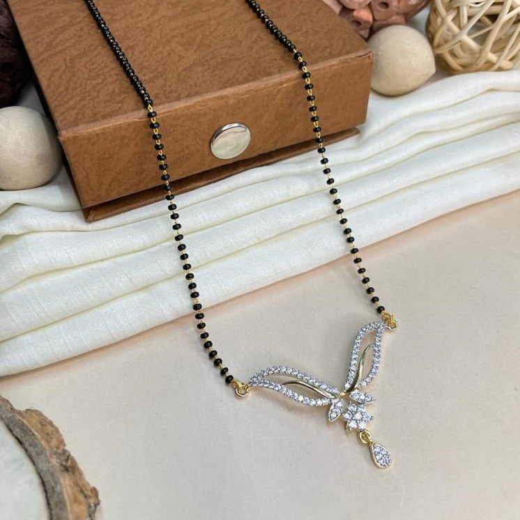 Big Butterfly Gold Plated Diamond Mangalsutra - Abdesignsjewellery