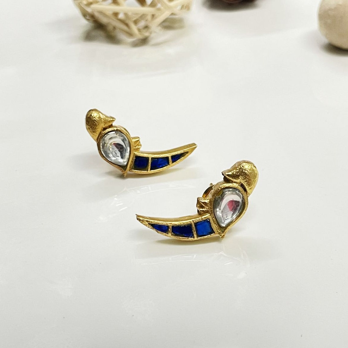 Vibrant Polki Parrot Gold Studs