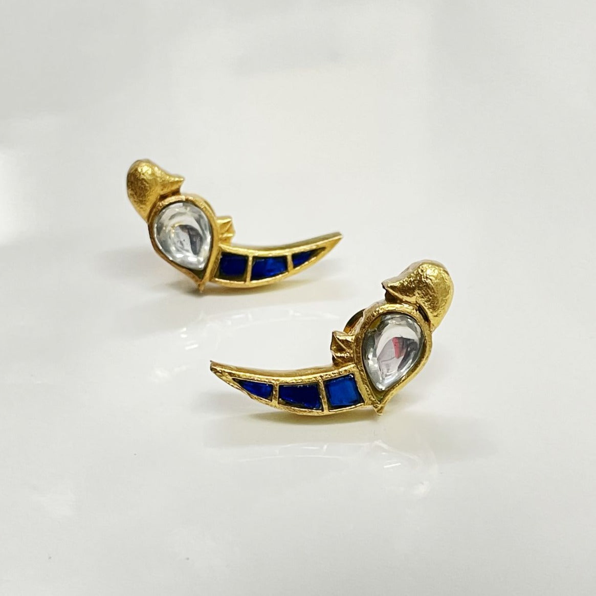 Vibrant Polki Parrot Gold Studs