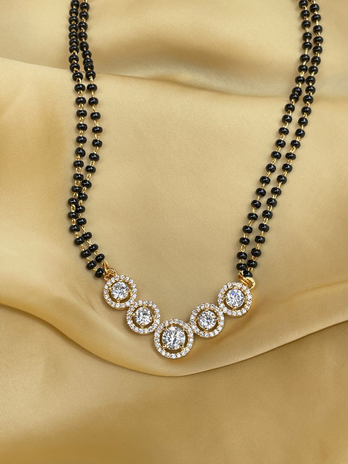 Moonshine Round Gold Plated Mangalsutra - Abdesignsjewellery