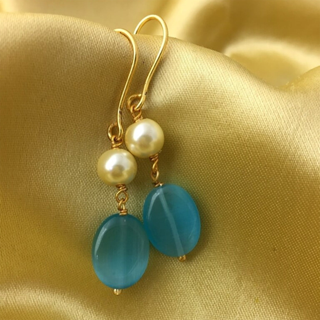 Natural Stone Colourful Hanging Pearl Earring Combo - Abdesignsjewellery
