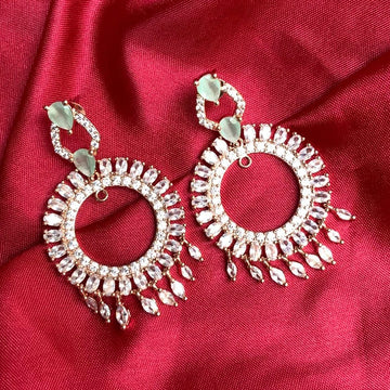Abdesignsjewellery rose gold circular chandelier imitation diamond earrings for women on red satin