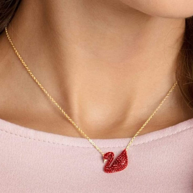 Classic Red Swan Rose Gold Chain - Abdesignsjewellery