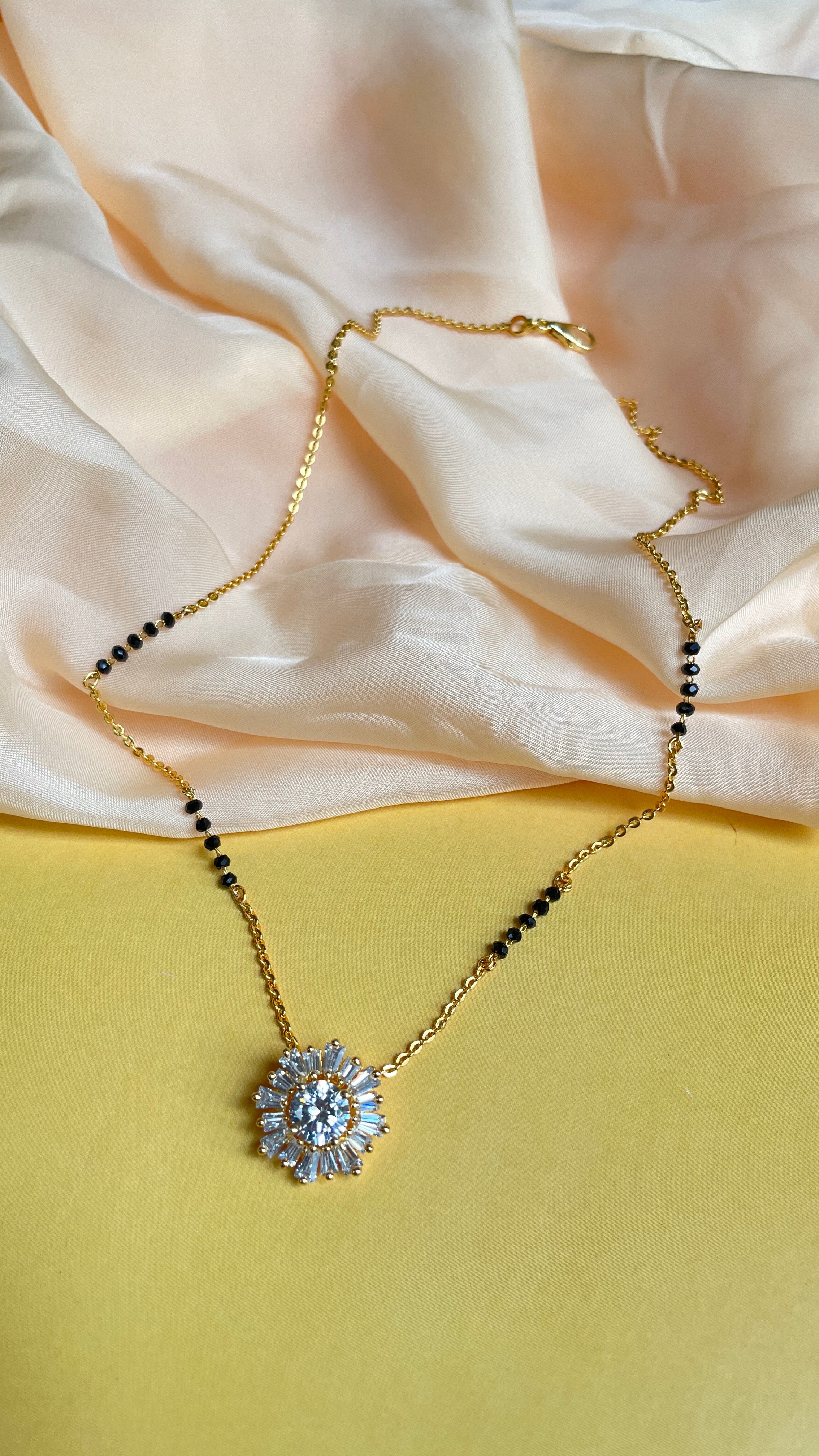 Statement Cz Diamond Golden Plated Mangalsutra