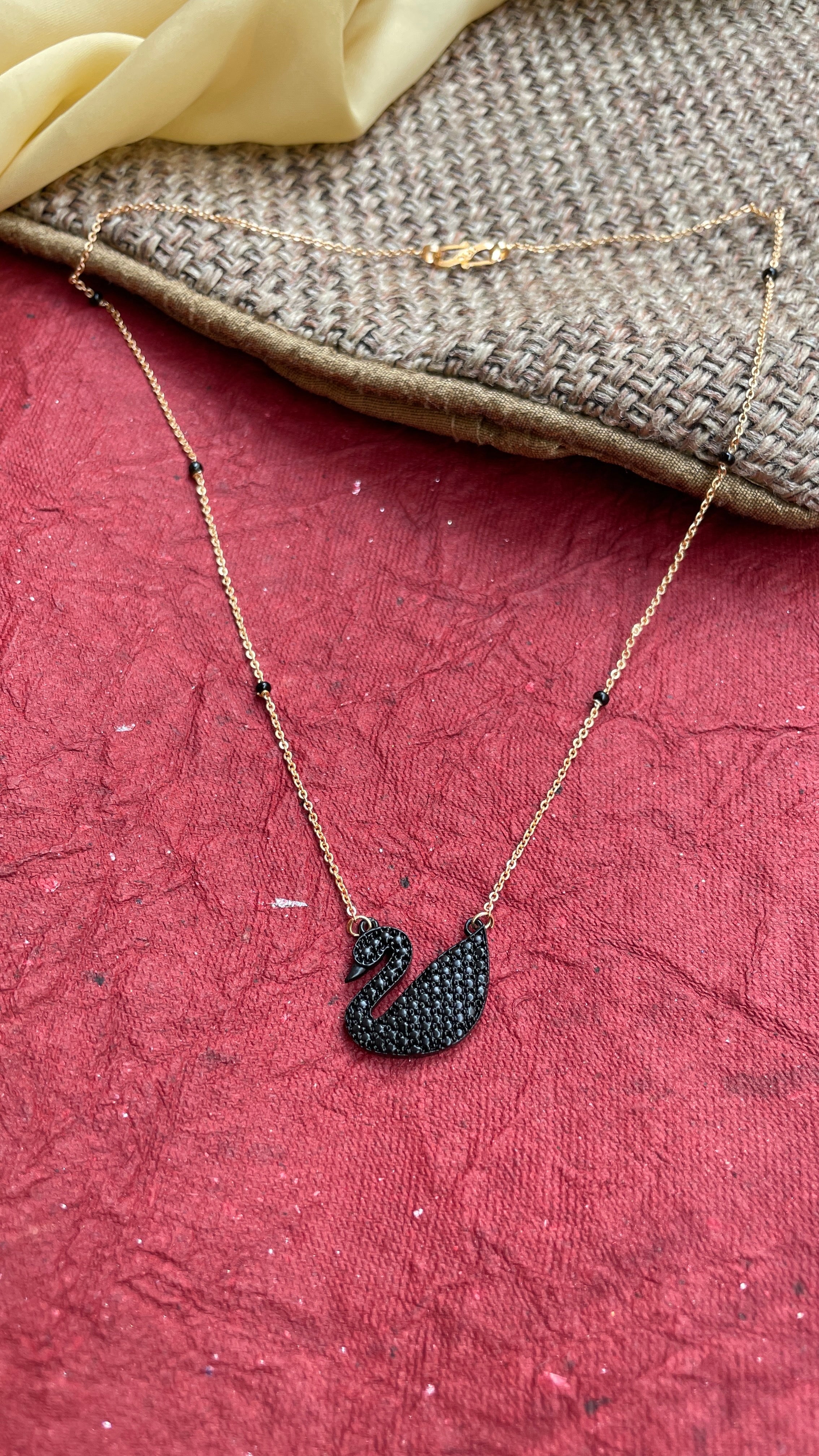 Matt Black Swan Gold Mangalsutra