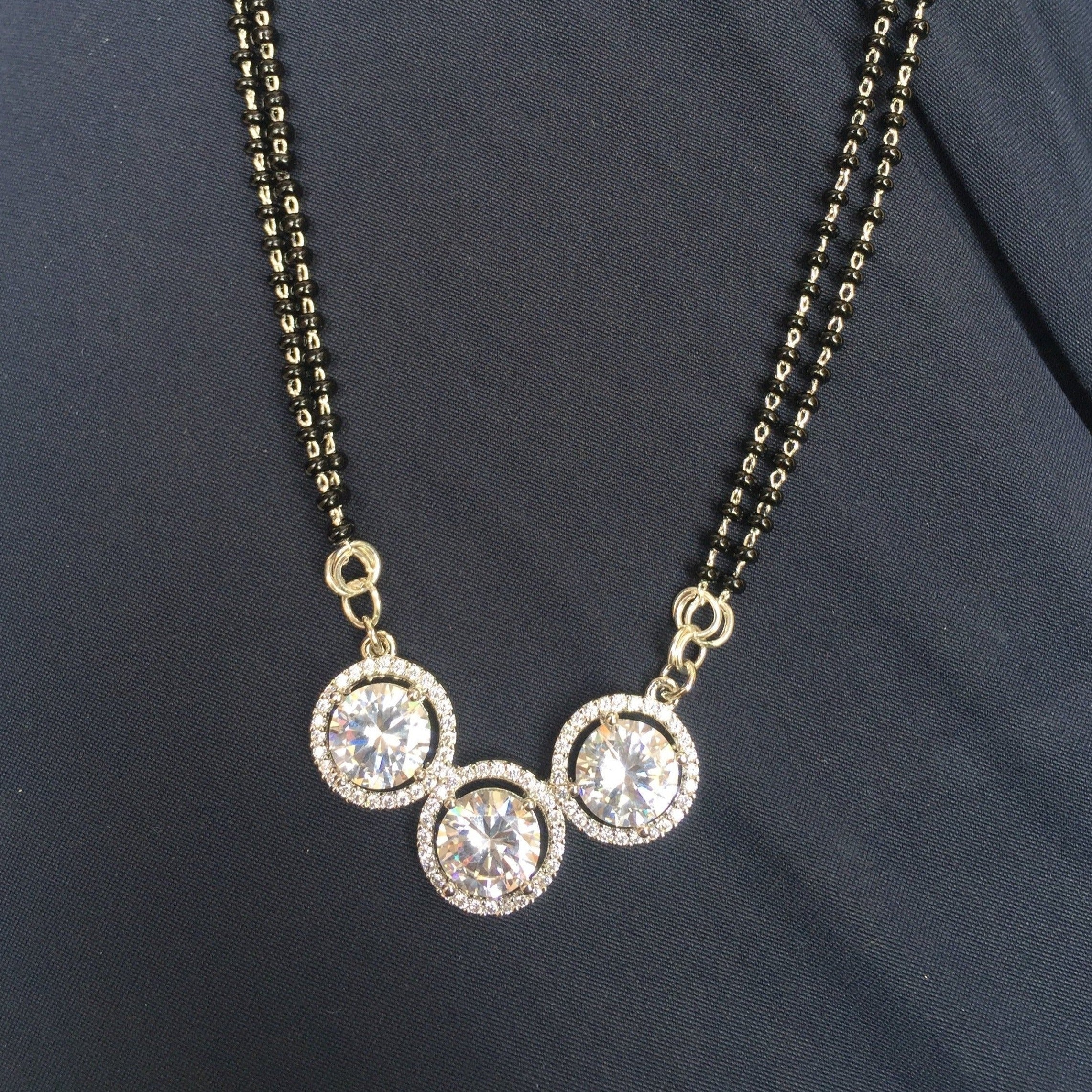 Three Silver Stone Mangalsutra - Abdesignsjewellery