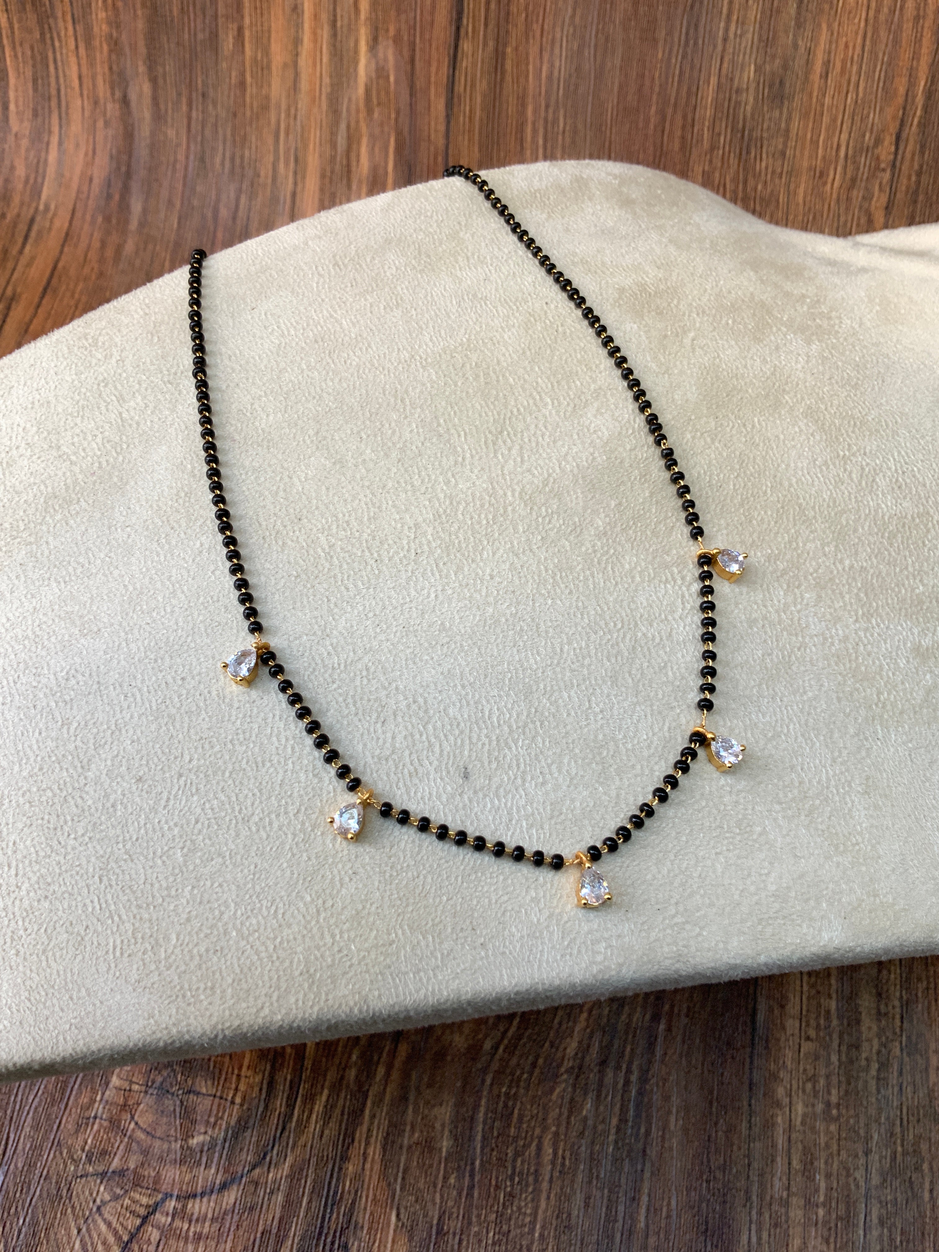 Dailywear Gold Plated Diamond 5 Drops Mangalsutra - Abdesignsjewellery