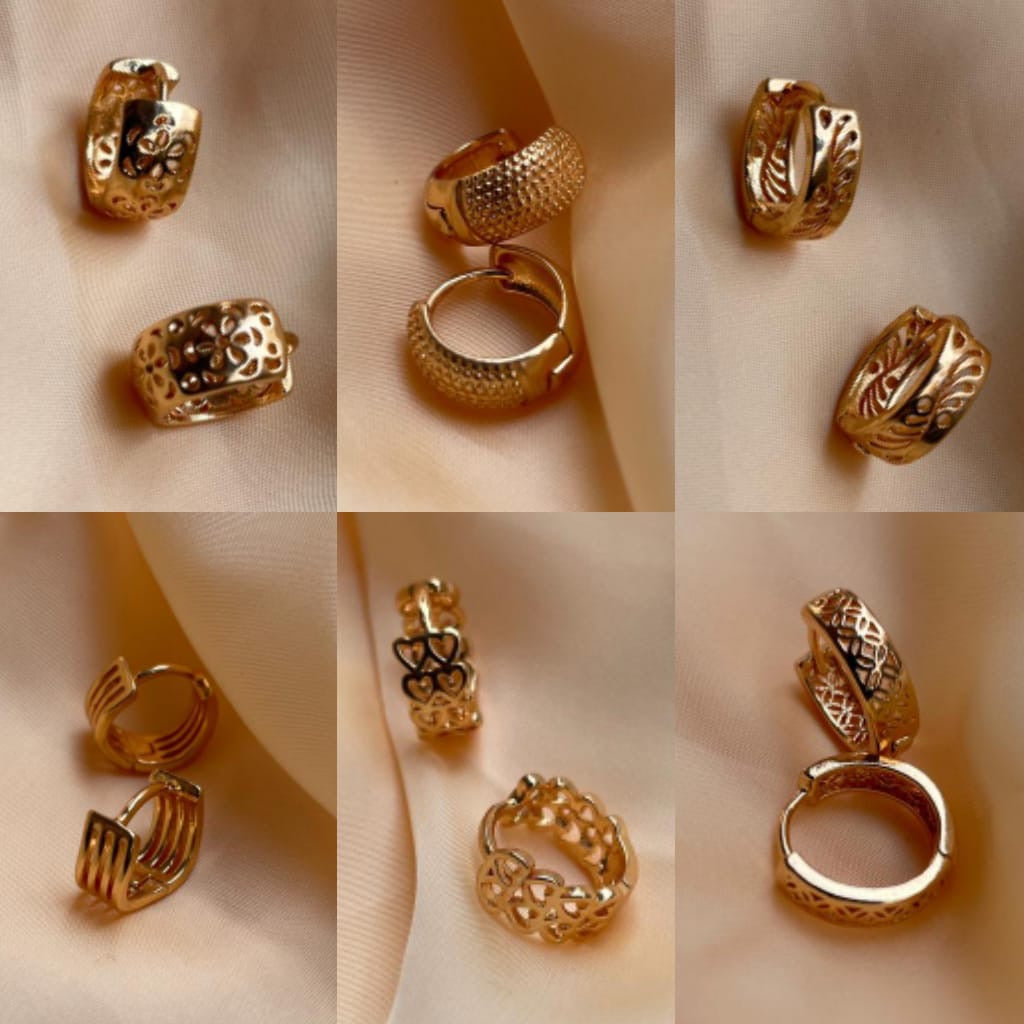 6 Dailywear Gold & Rosegold Bali Earring Combo - Abdesignsjewellery