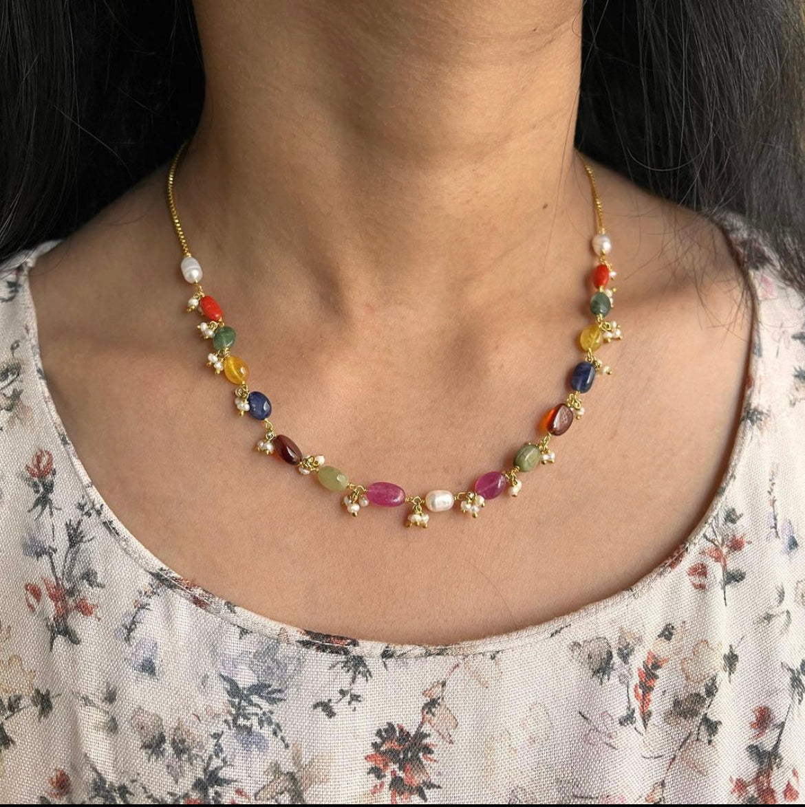 Multicolour Beads Necklace,Bracelet & Earrings Combo