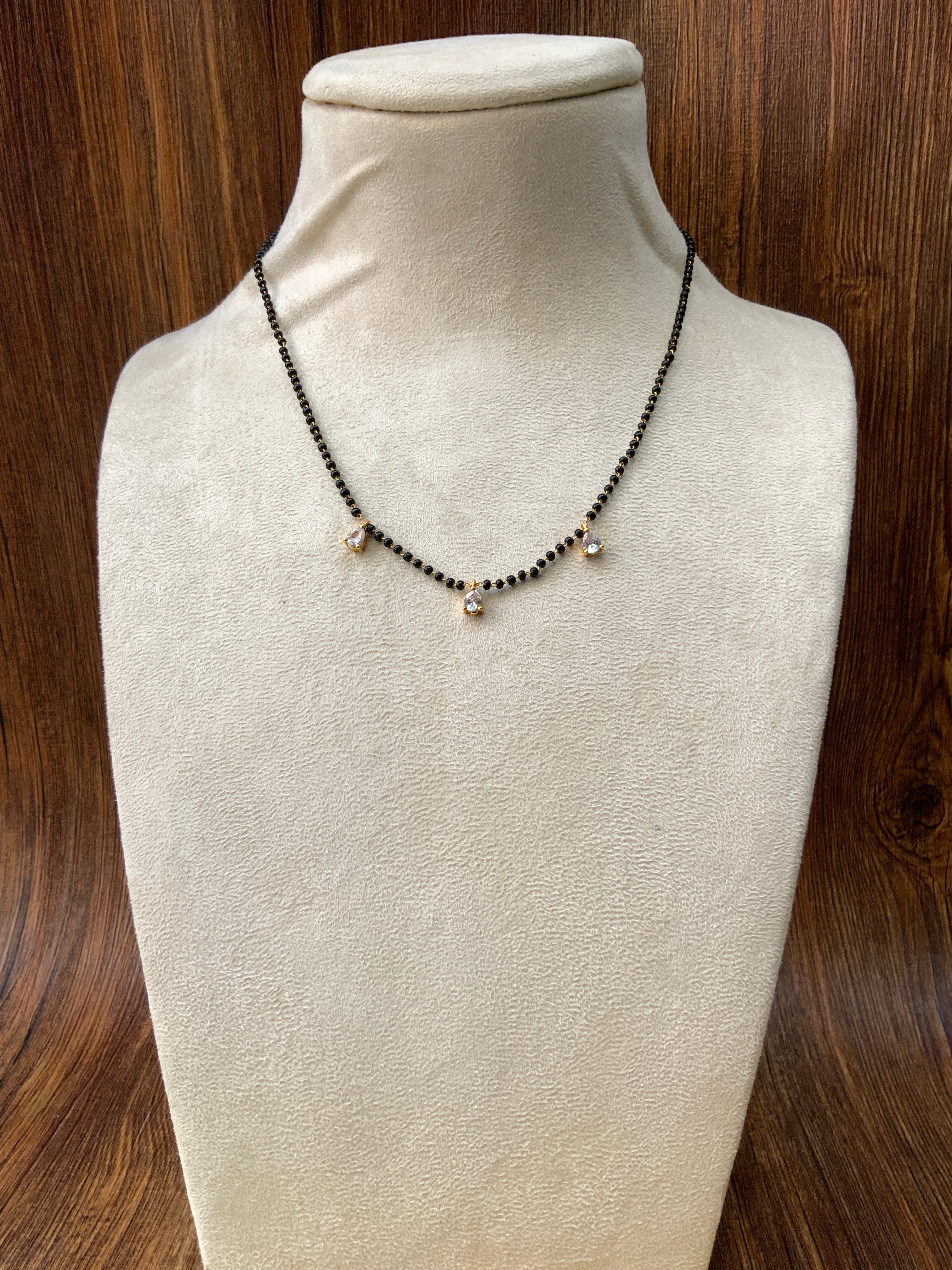 Dailywear Gold Plated Diamond 3 Drops Mangalsutra - Abdesignsjewellery