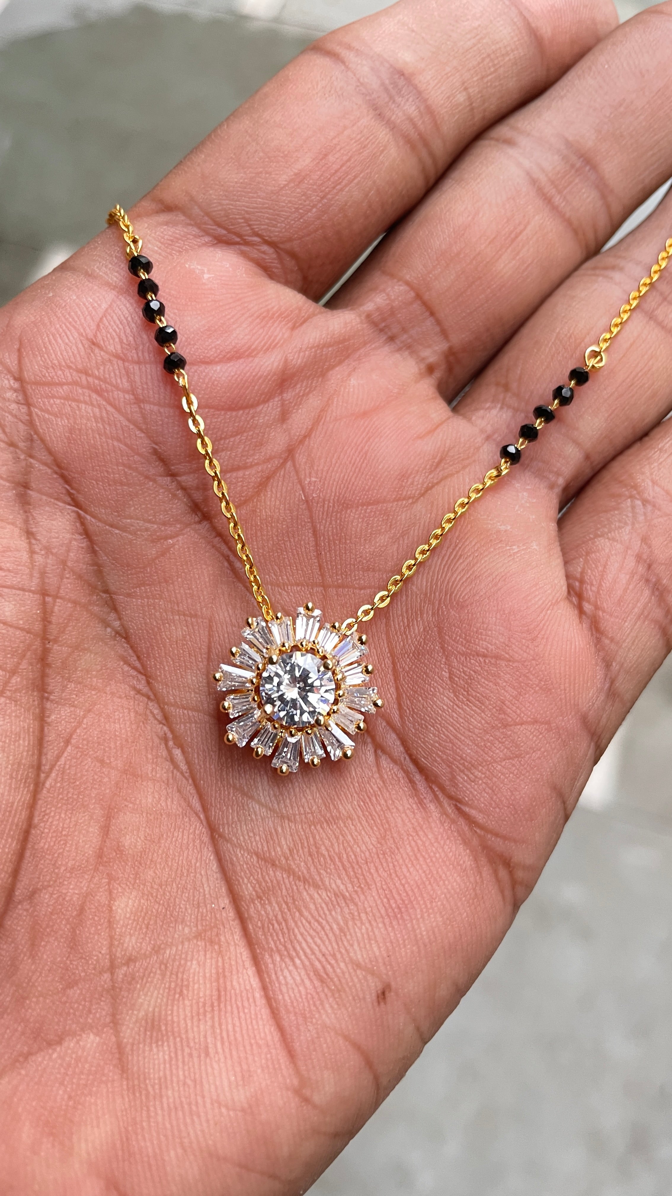 Statement Cz Diamond Golden Plated Mangalsutra