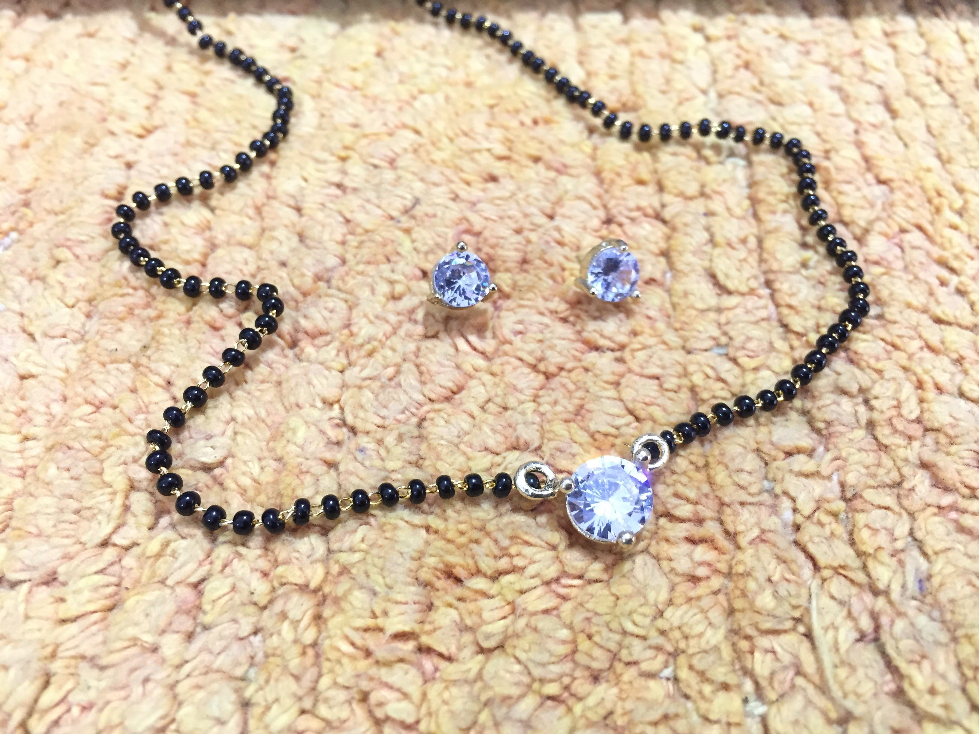 Gold Plated Single Stone Mangalsutra For Women - Abdesignsjewellery