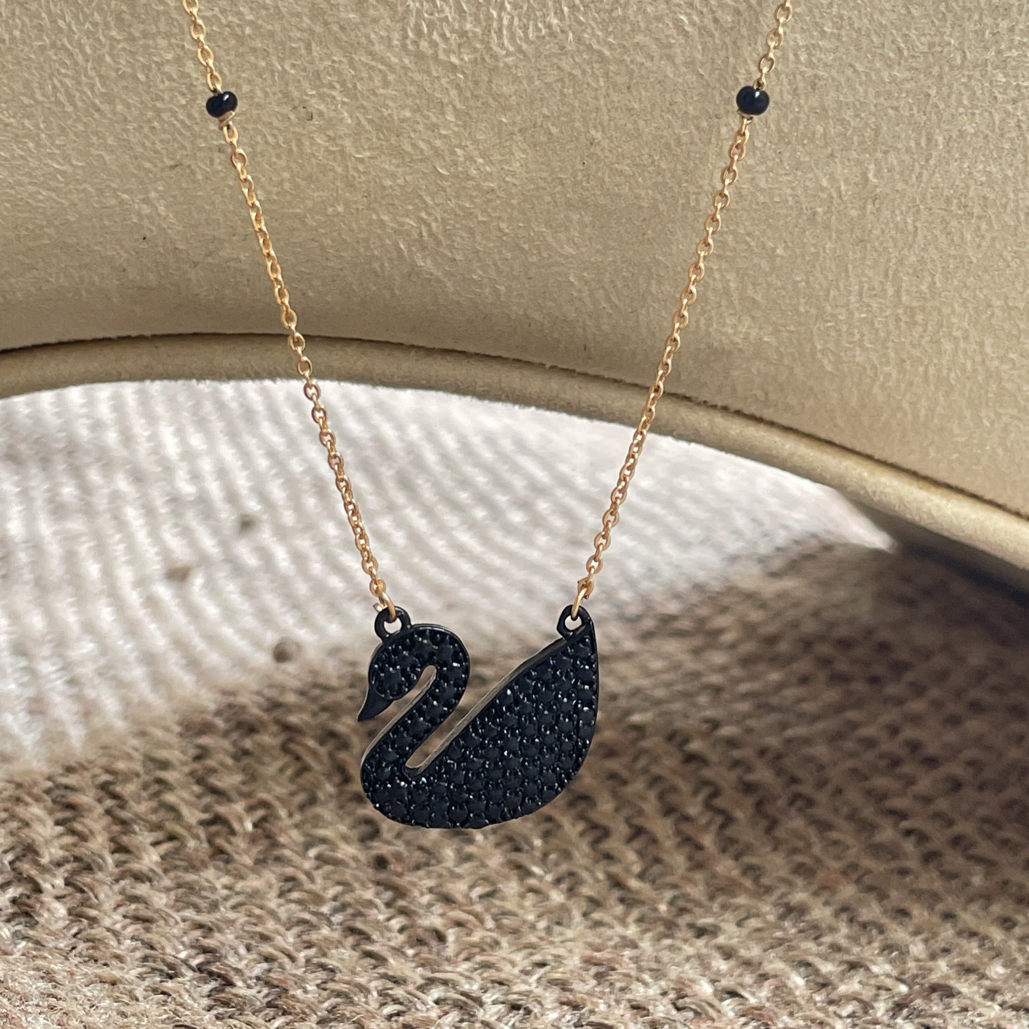 Matt Black Swan Gold Mangalsutra