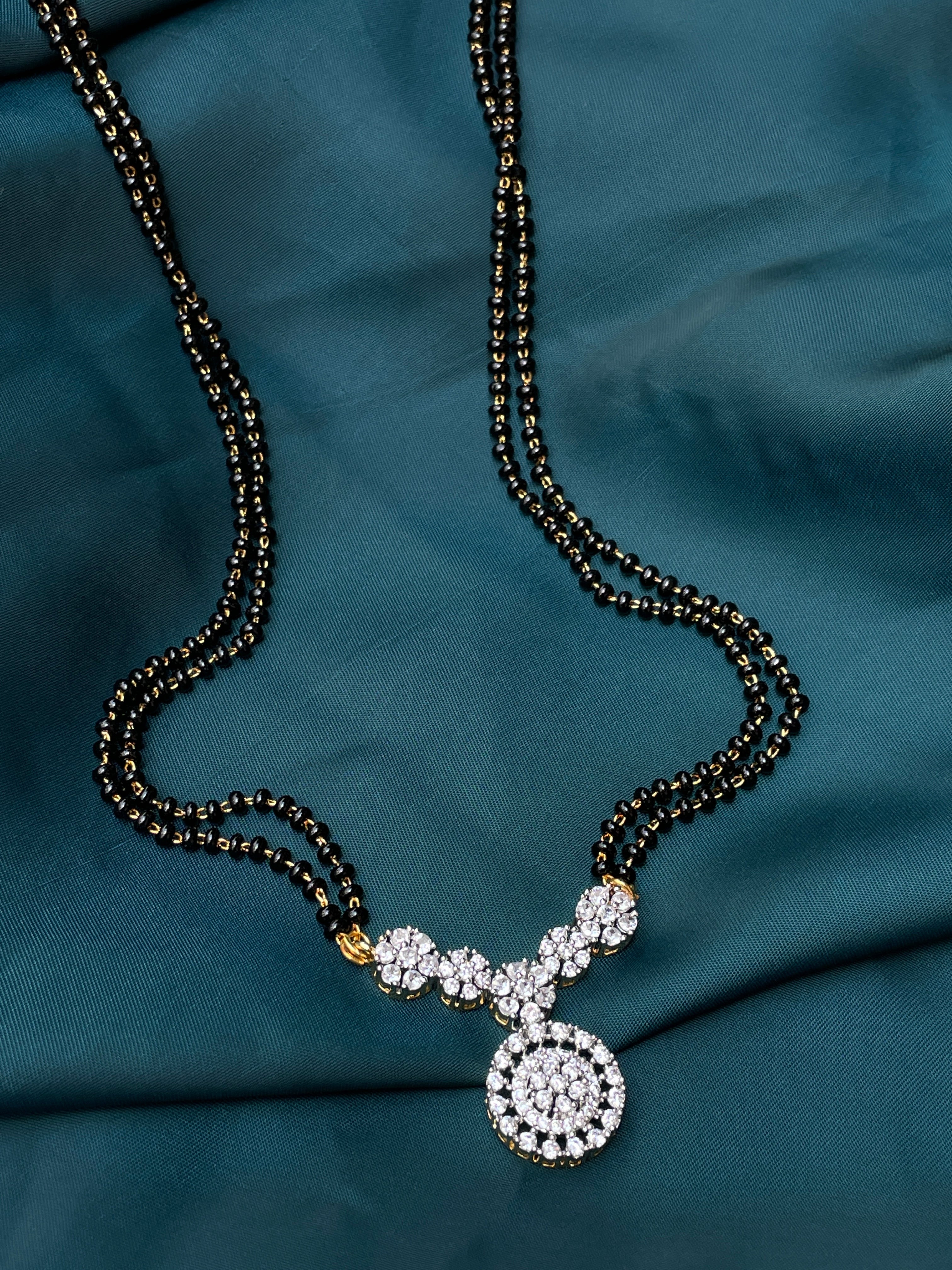 Disha Parmar Wedding Inspired Morden Gold Diamond Mangalsutra - Abdesignsjewellery