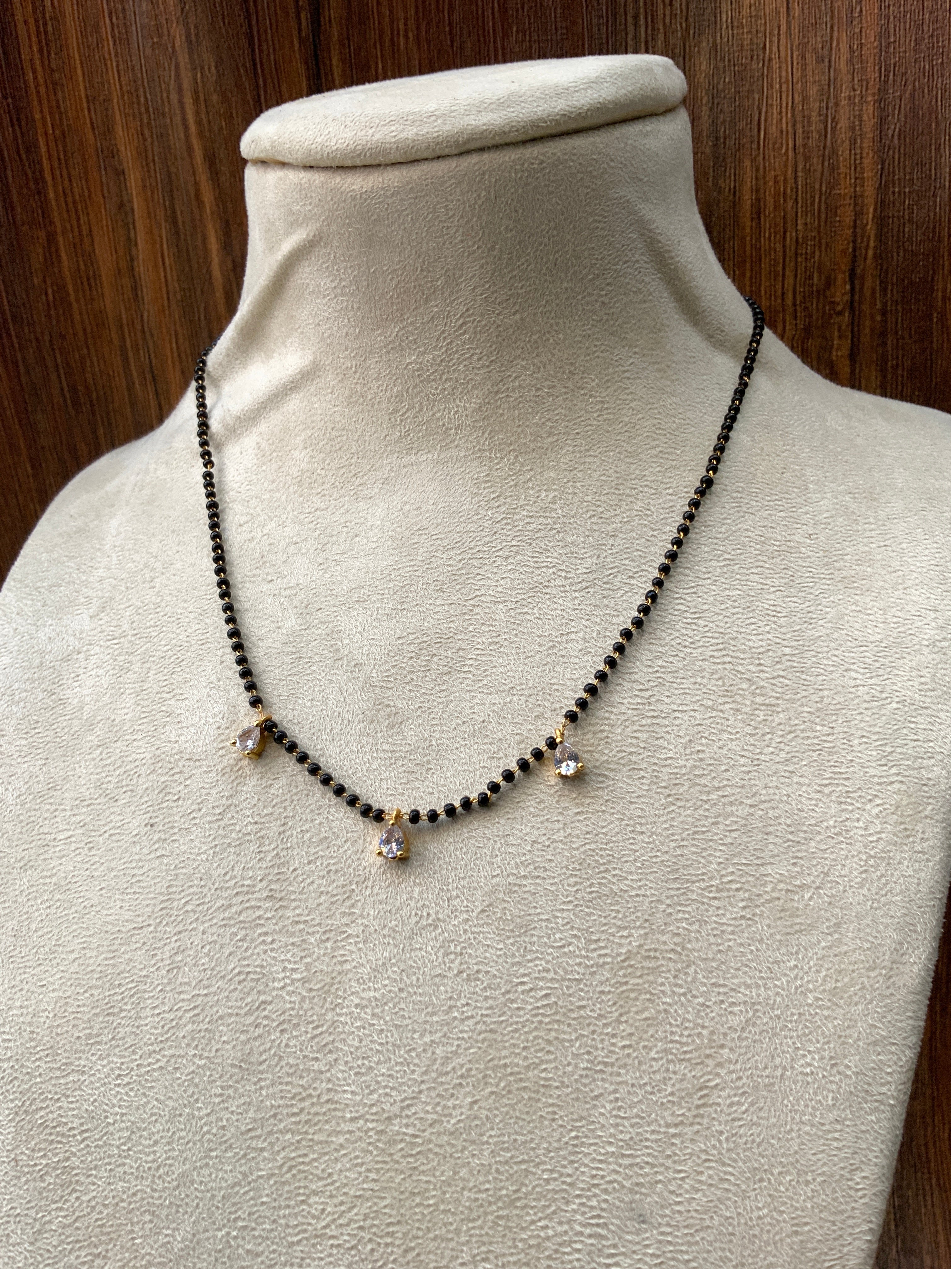 Dailywear Gold Plated Diamond 3 Drops Mangalsutra - Abdesignsjewellery