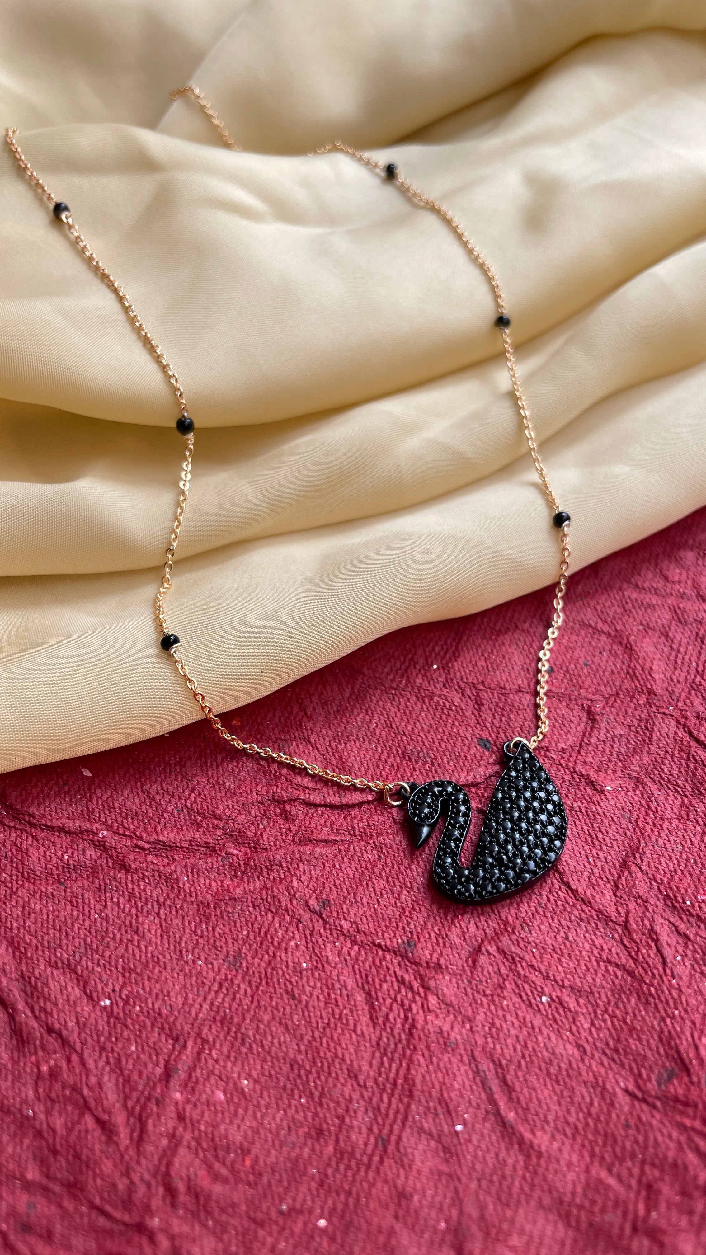 Matt Black Swan Gold Mangalsutra