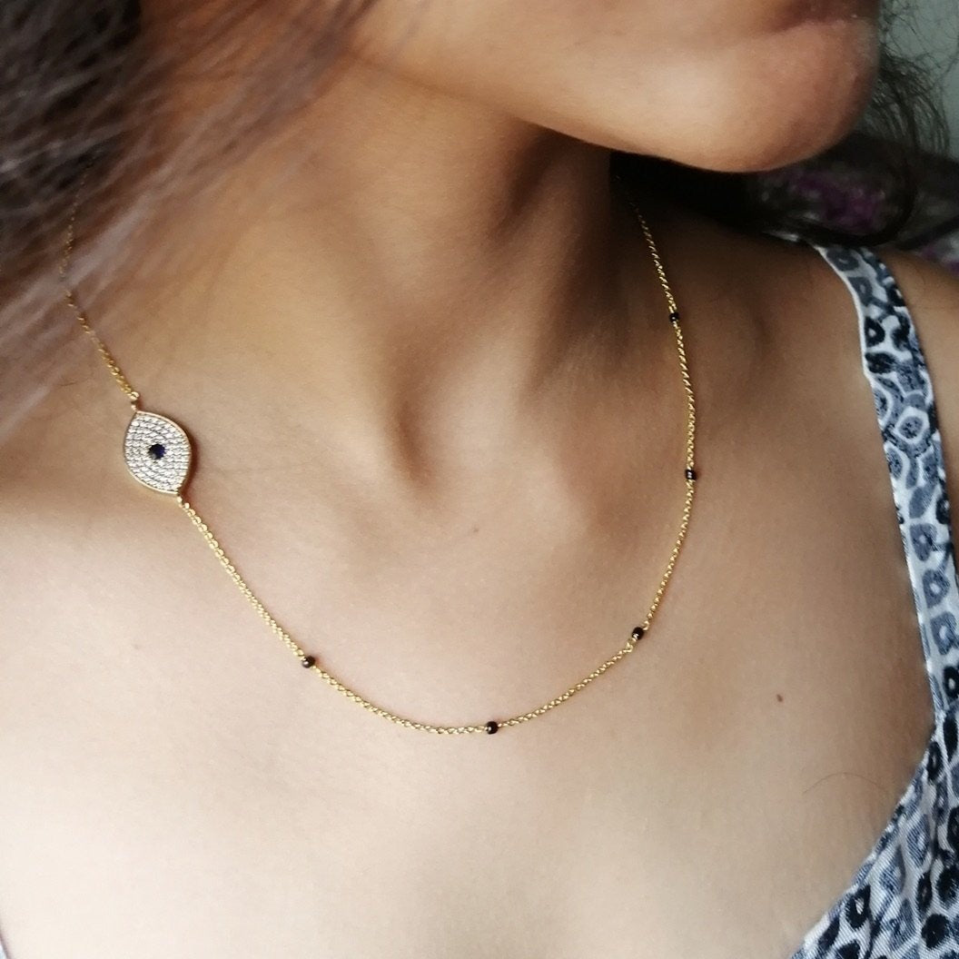 Goodluck Evil Eye Gold Plated Mangalsutra - Abdesignsjewellery