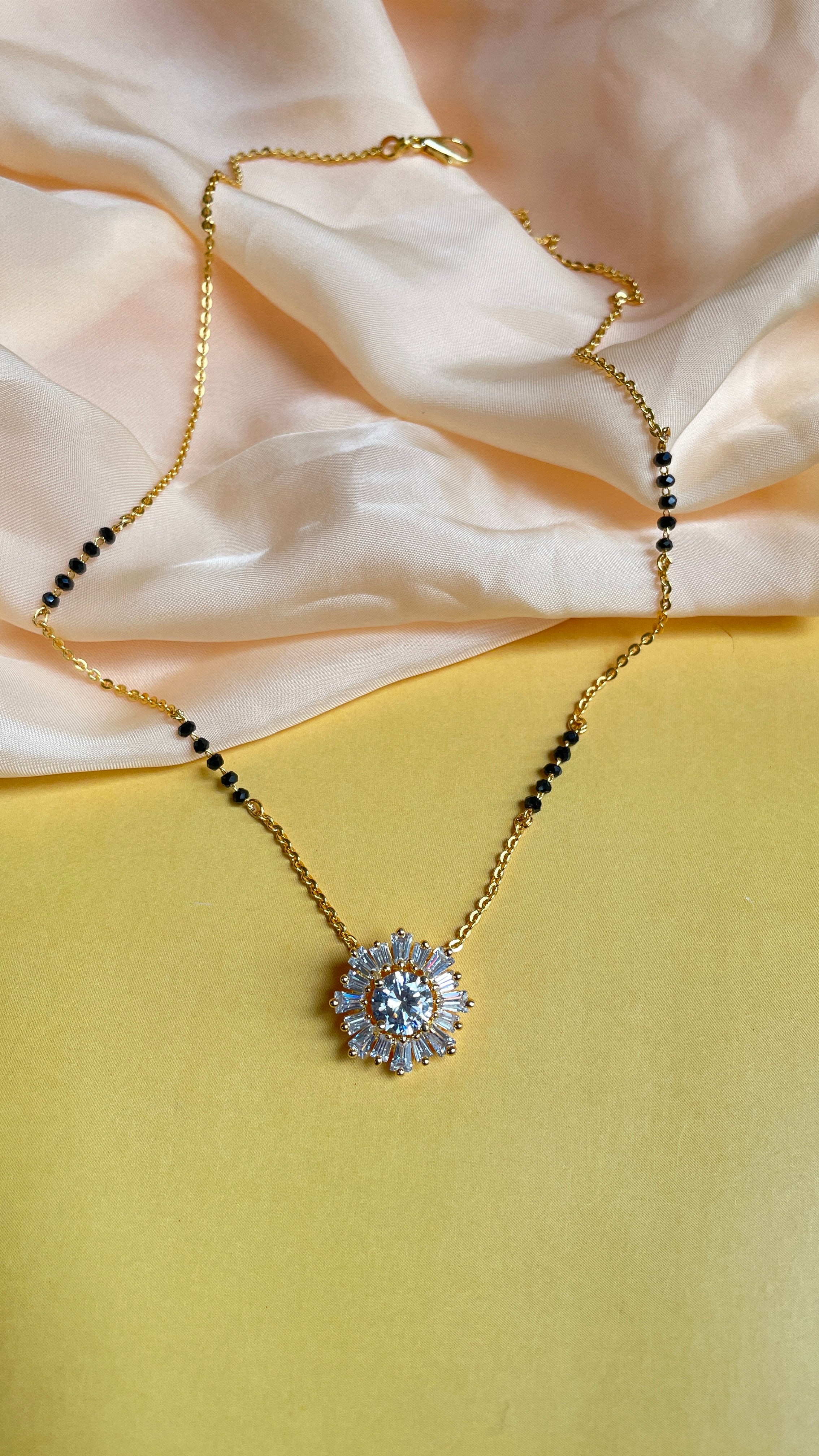 Statement Cz Diamond Golden Plated Mangalsutra
